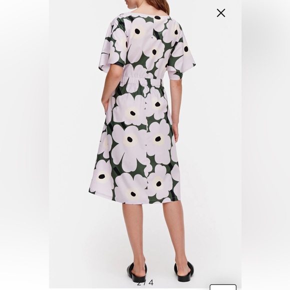 Marimekko Siloinen Pieni Unikko 2 Midi Dress Large NWOT Poppy - Picture 2 of 15